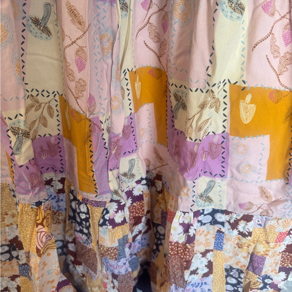 Patchwork Easel Wide Leg Pants Multicolor - Picture 3 of 4